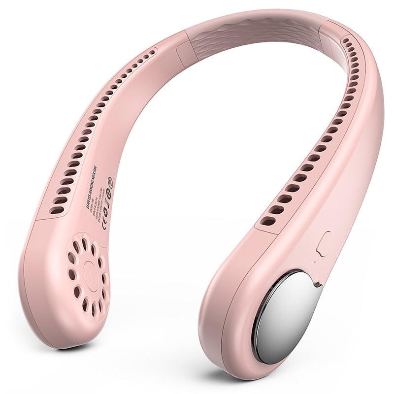 Portable Neck Fan USB Rechargeable Bladeless Mini Electric Fan Silent Neckband Wearable Cooling Fan for Sports Travel Portable Bladeless Rechargeable Electric Fan for Travel