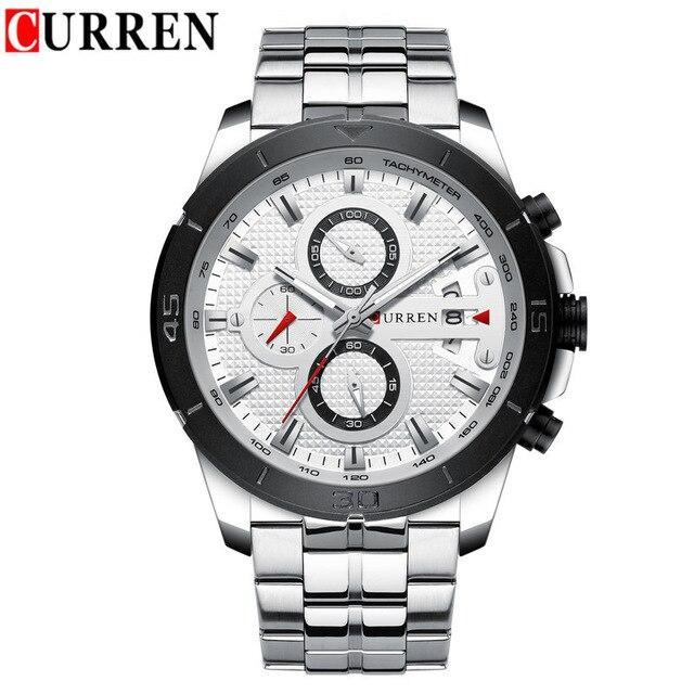Men's Waterproof  Watch With Chronometers Day View And Fluorescent Hands Unique  Luxury Design  Perfect Gift