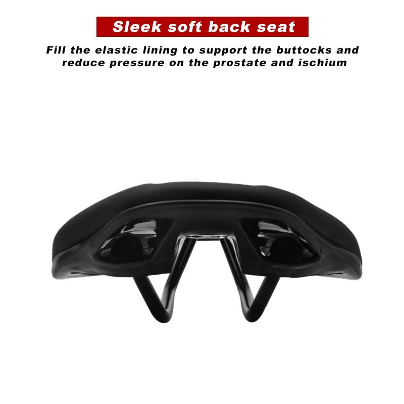 Bicycle Saddle Seat Road Steel Rails Mountain Bike Cushion Skid-Proof Soft PU Leather Road Mountain Bike Seat Bicycle Saddle Comfortable Memory Foam Cushion For Road Riding