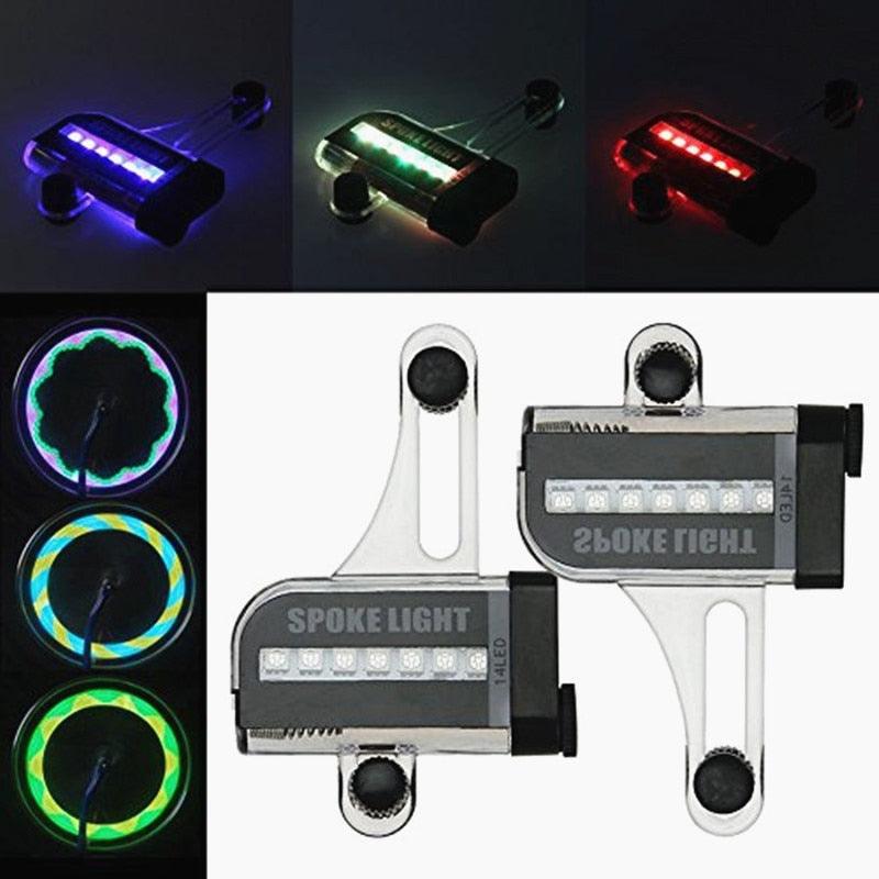 Two Side LED Colorful Motorcycle Cycling Bicycle Bike Wheel Signal Tire Spoke Light 30 Changes Spoke Light Cycling Decoration Cool Bicycle Wheel Light Safety Tire Light Beautiful Patterns With Changing Color
