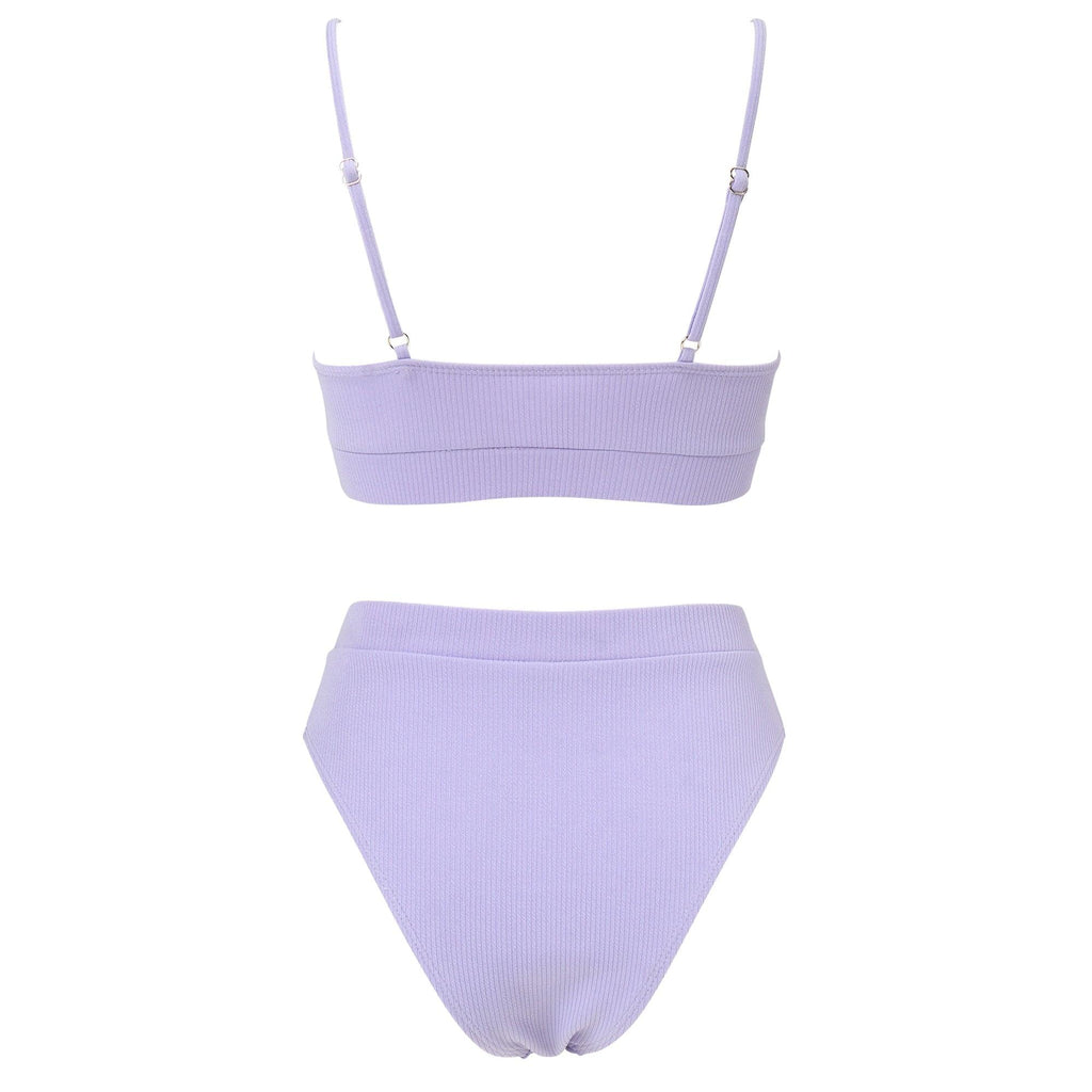 Swimwear Women Ribbed Bathing Suit Female Push Up Bikini Set Women's Bathing Suit Lace up Bikini Ribbed Two Piece Swimsuit Beachwear High Waist Bikini Women's Swimsuit