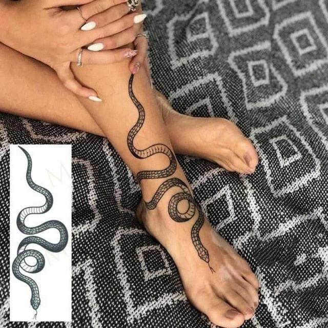 3D Butterfly Waterproof Temporary Tattoo Sticker Snake Flowers Elegant Small Popular Tattoo For Womens Mens
