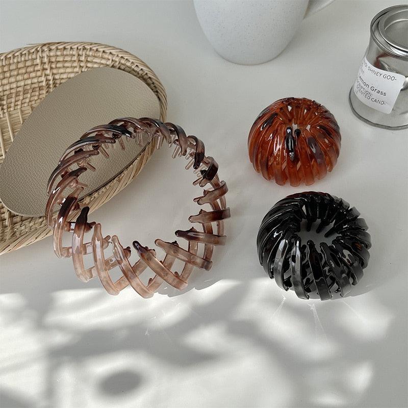 New Fashion Women Bun Hair Claw Horsetail Buckle Hair Clip Bird Nest Expanding Hair Accessories Female Ponytail Hair Accessories For Women