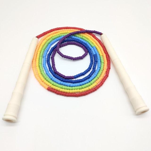 Jump Skipping Rope PVC Soft Beaded Basic Tangle Free Sports Rainbow Jump Rope With Plastic Beaded Segmentation Jump Rope For Outdoor Fitness And Gym Colorful Beaded Ropes For Kids 10ft 9ft