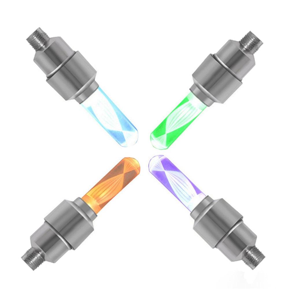 LED Neon Bike Wheel Tire Light Valve Dust Cap Spoke Light For Bicycle Cycling Warning Light Bicycle Flash Cap Light Bike Tire Wheel Valve Cap For Front And Rear Wheel Bicycle Motorcycle Tire Colorful Design