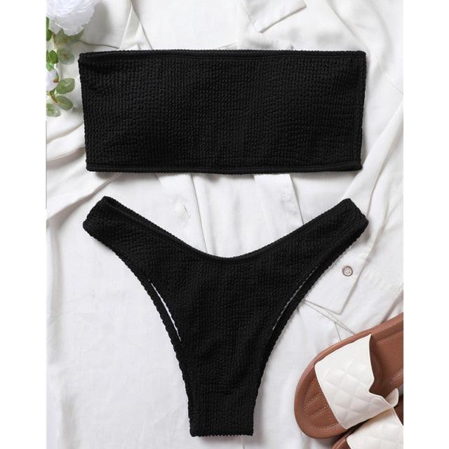 Women One-Shoulder Bikini Swimsuit Women Push Up Swimwear Women's Bathing Suit Comfortable Bikini Ribbed Two Piece Swimsuit Bikini Set Summer Bathing Suit Beach Wear Swimming Suit