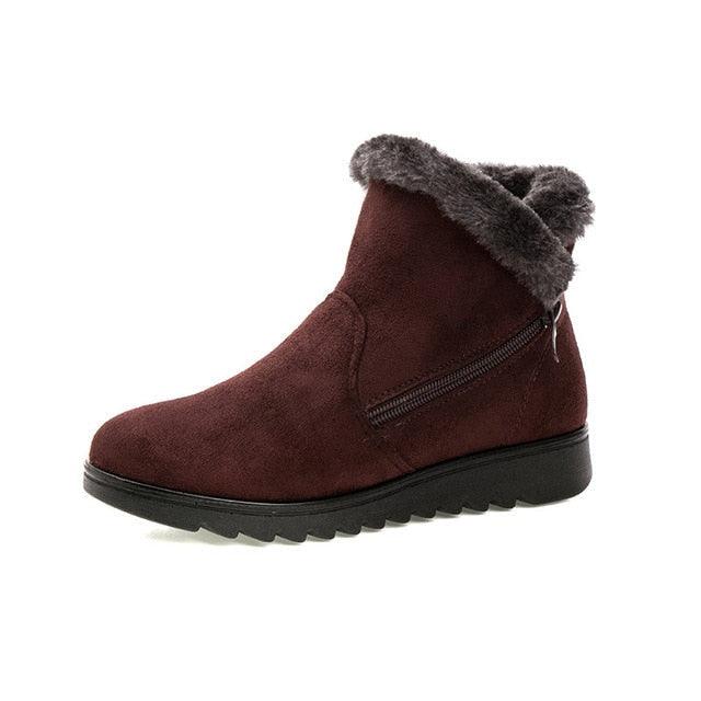 Beautiful Red Womens Ankle Boots New Fashion Waterproof Platform Winter Warm Snow Boots Outdoor Warm Mid-Calf Boot Non-Slip Water Resistant Winter Cold Weather Elegant Shoes