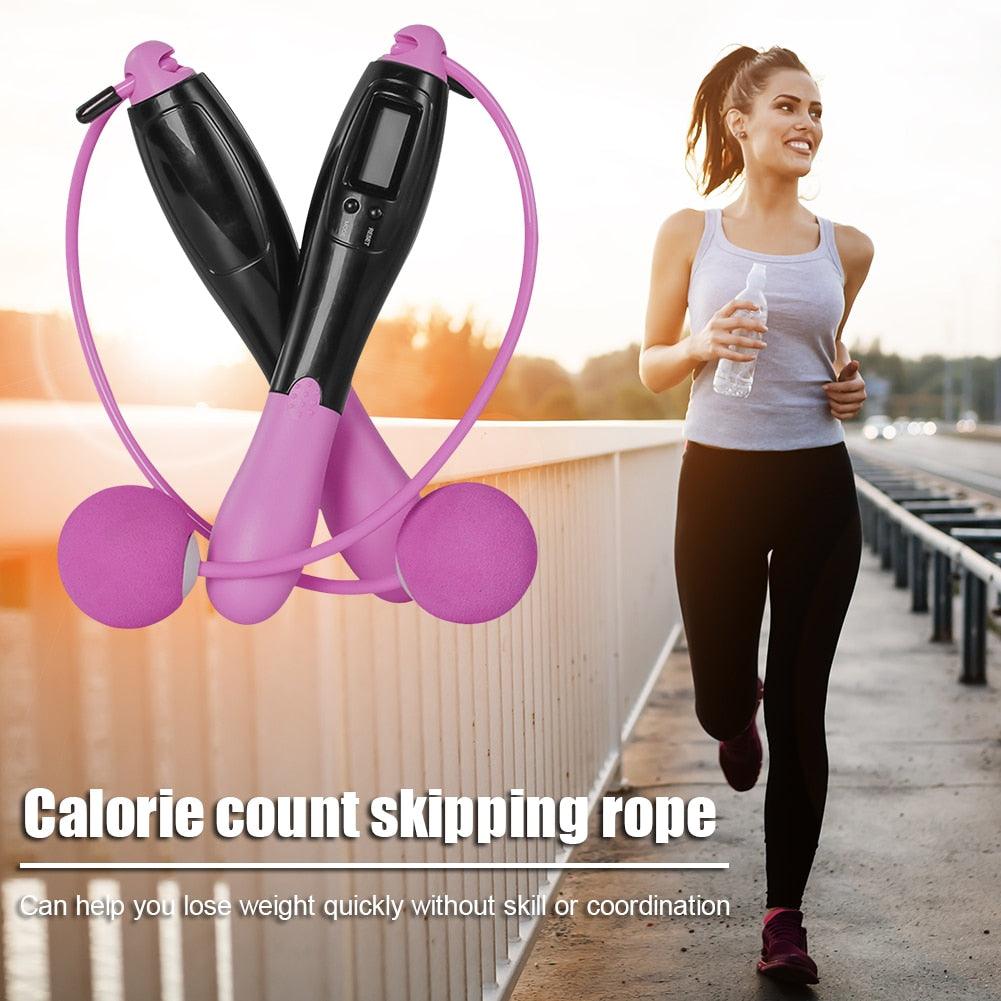 Professional Digital Wireless Calorie Electronic Counter Skipping Rope Sport Weights Exercise Fitness Jump Ropes Workout Weights/Length Digital Counting Skipping Rope With Calorie Counter Exercise Cordless Ball For Fitness Workout Home