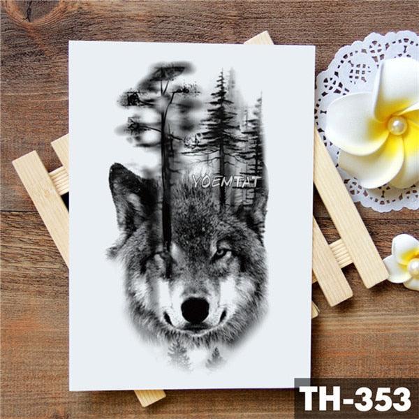 Realistic 3D Wolf Moon Temporary Tattoo Sticker Waterproof Stylish Body New Luxury Animal Tattoo For Men Women
