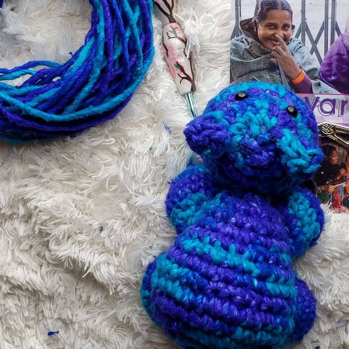 Recycled Silk Baby Hippo Crochet Kit