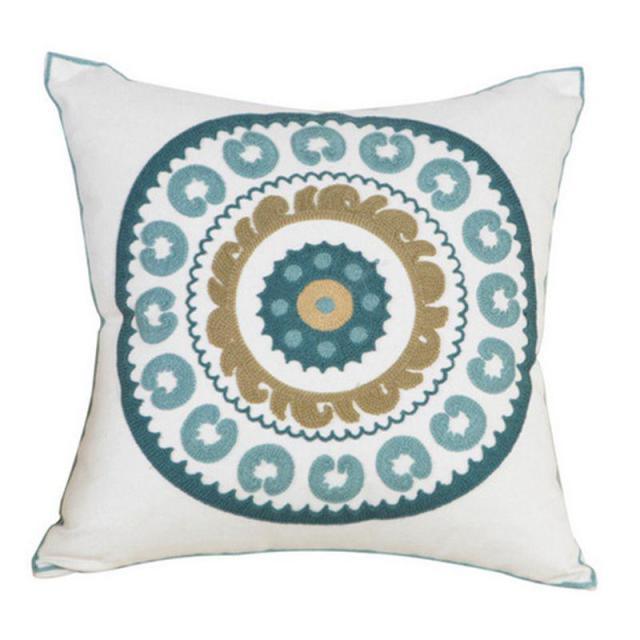 100% Cotton Embroidery Flower Pattern Pillow Cover Home Decoration Sofa Cushion Cover Housewarming Gift Pillow Case Decorative Embroidered Pillow Cover Handmade Cotton Cover For Throw Pillows Beautiful Modern Floral Patterns 45x45cm