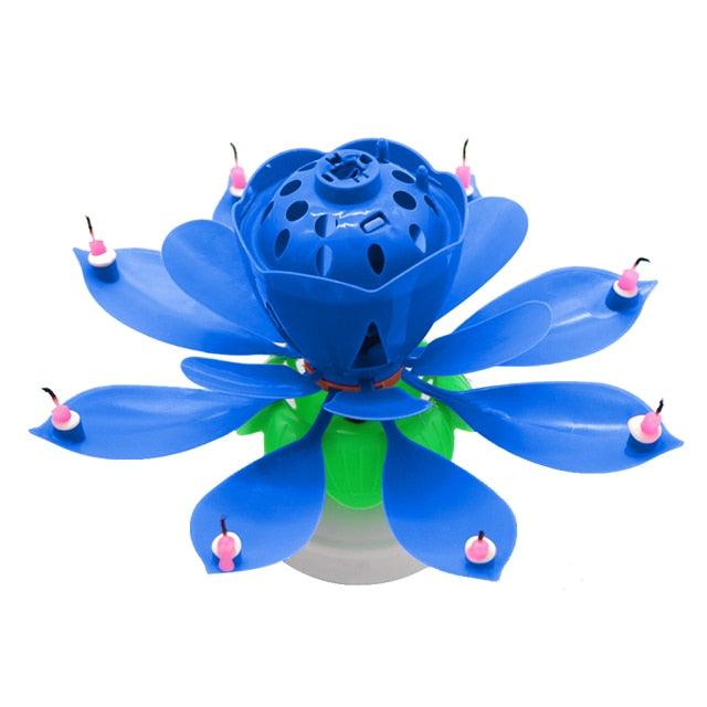 Rotating Music Cake Candle Birthday Cake Flower Music Candle Colorful Flower Shaped Cake Decoration Kids Gift Party DIY Decor Candle Stand for Wedding Ceremony Party Birthdays Cake Topper