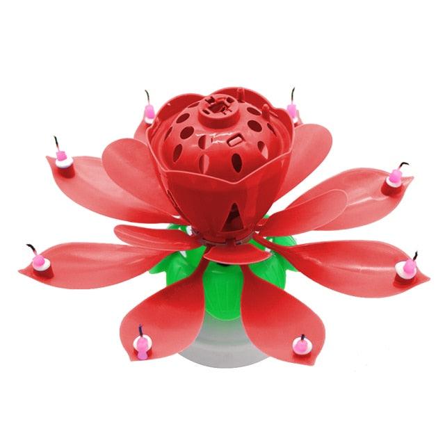 Rotating Music Cake Candle Birthday Cake Flower Music Candle Colorful Flower Shaped Cake Decoration Kids Gift Party DIY Decor Candle Stand for Wedding Ceremony Party Birthdays Cake Topper