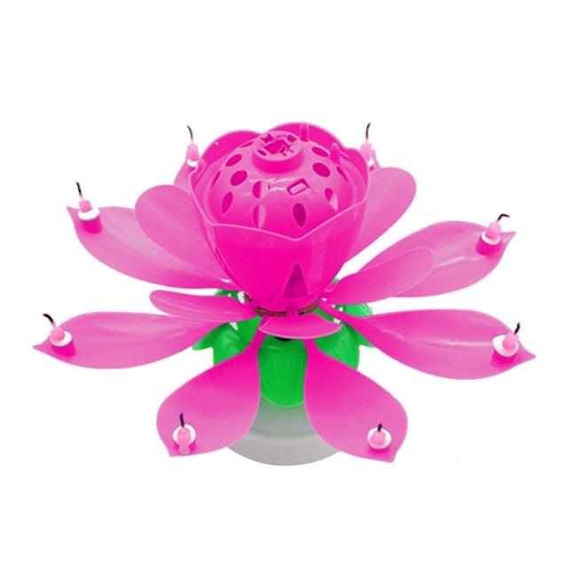 Rotating Music Cake Candle Birthday Cake Flower Music Candle Colorful Flower Shaped Cake Decoration Kids Gift Party DIY Decor Candle Stand for Wedding Ceremony Party Birthdays Cake Topper