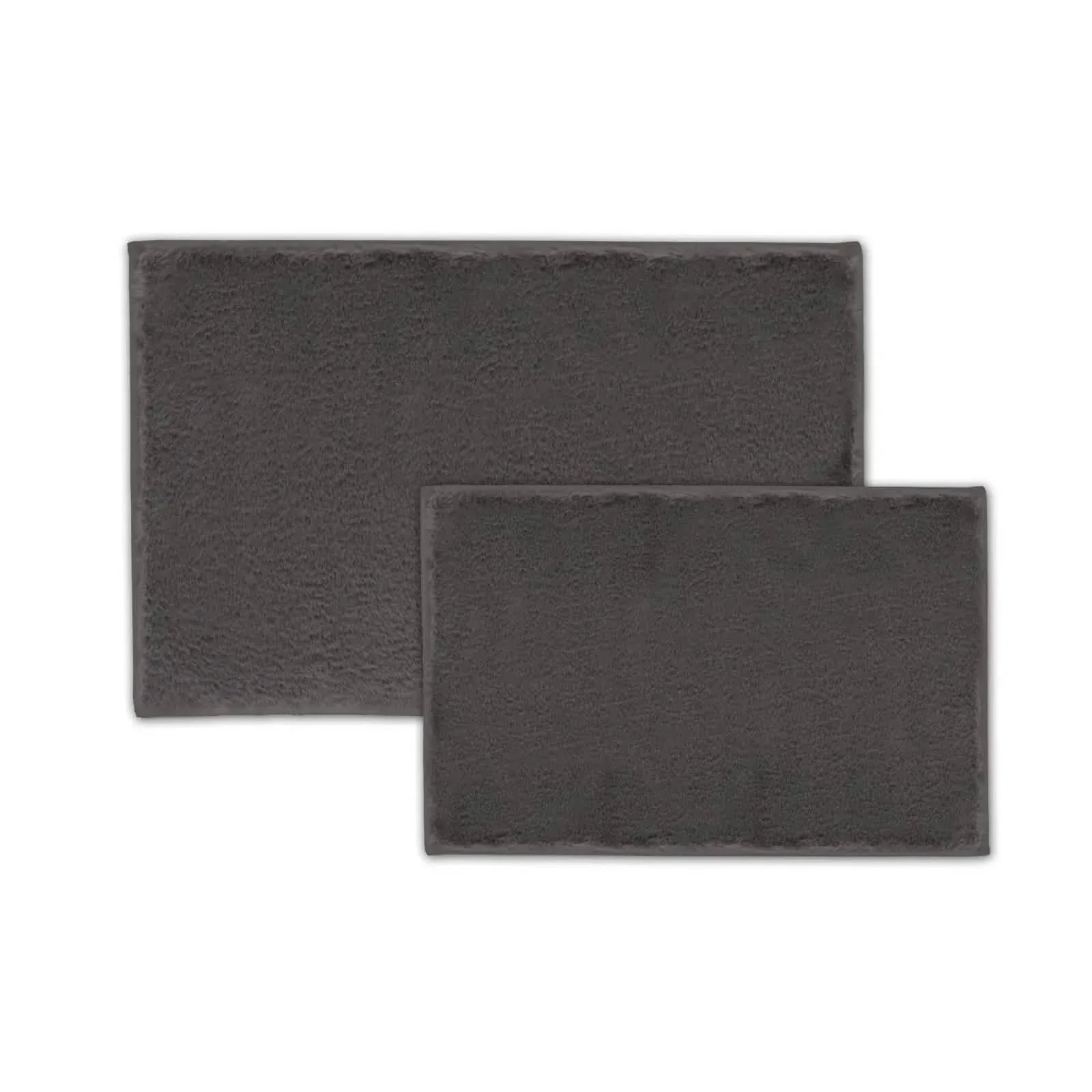 2-Piece Set: Bibb Home 2 Piece Faux Fur Plush Bath Mat Set