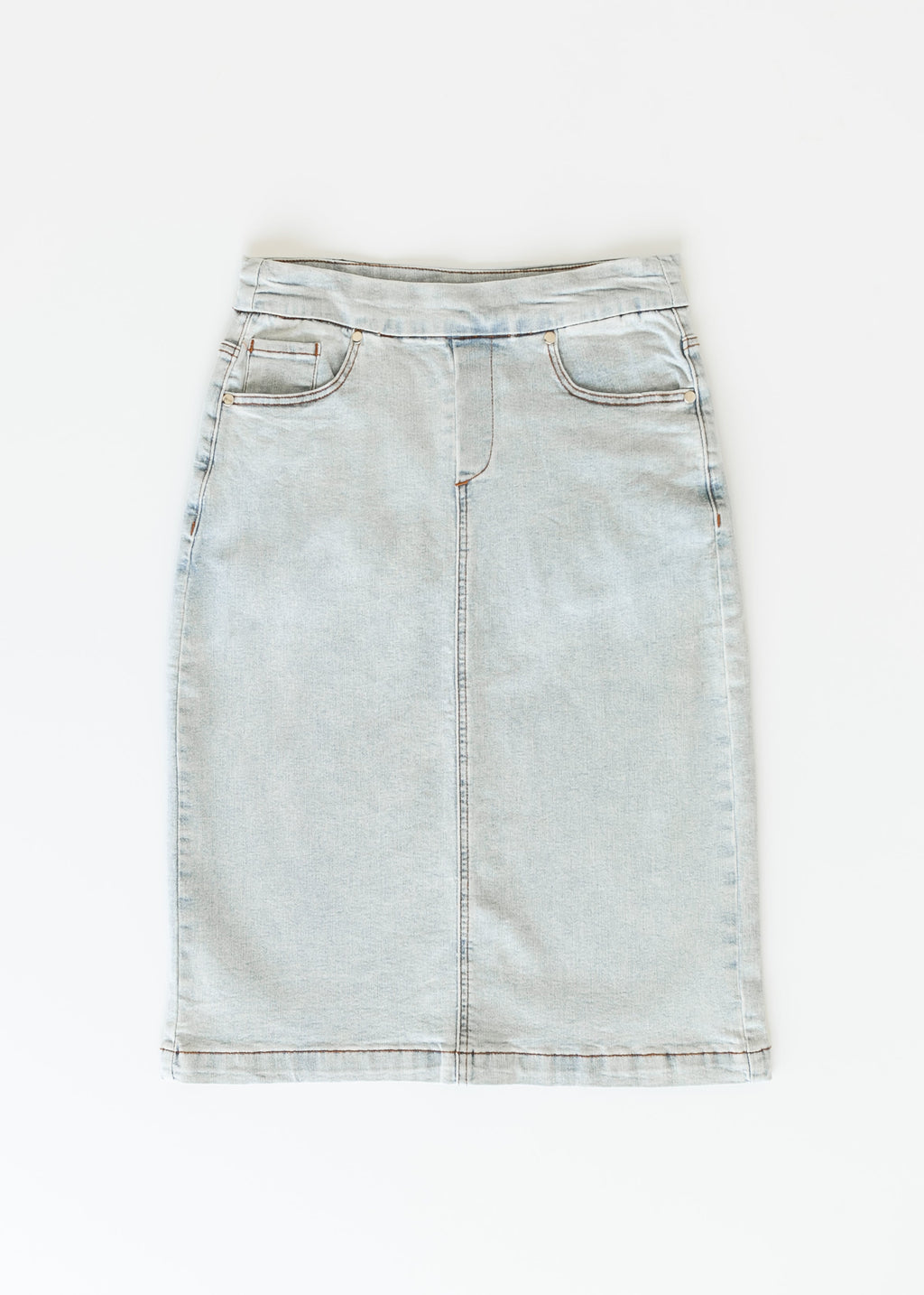 Sandra Light Wash Denim Midi Skirt - FINAL SALE