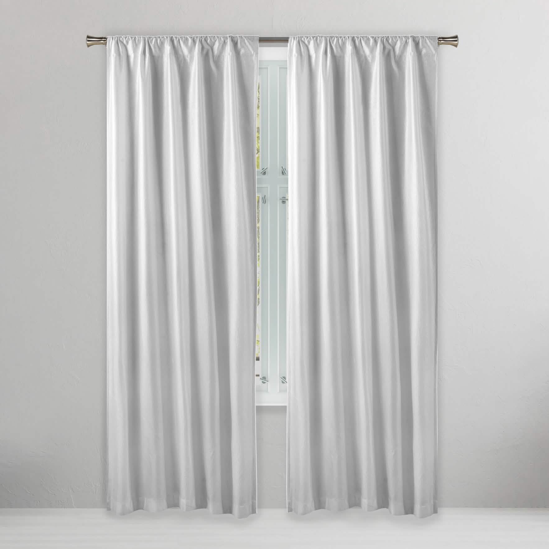 Set of 2: Embossed Crinkie Semi-Sheer Window Curtain Pair Panel