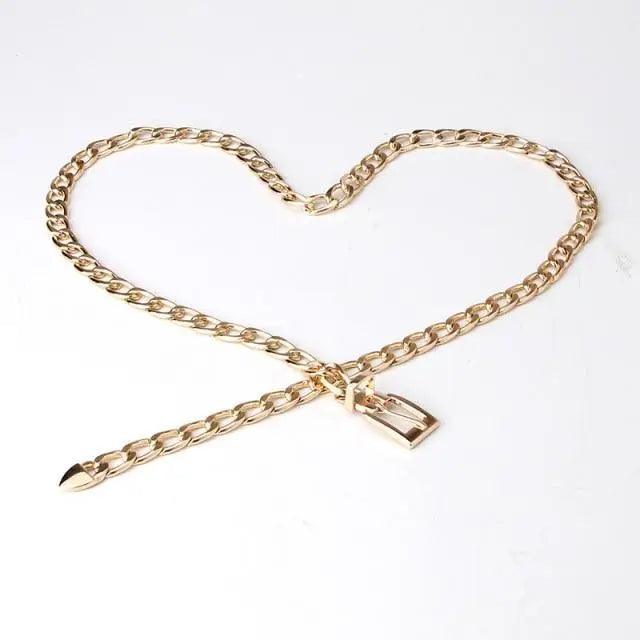 Shiny Women Metal Belt Luxurious Gold Dress Chain Belts Elegant Polished Adjustable Metal Mirror Waist Belt