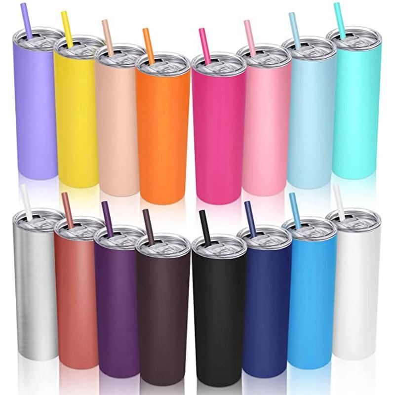 Skinny  Stainless Steel Thermos Water Bottle With Straw Insulated Cup Sealed Lid Colored Bachelorette Party  Double Wall Vacuum Insulated Tumbler Cup Reusable Slim Travel Mug with Cleaning Brush for Coffee Cold Hot Drinks