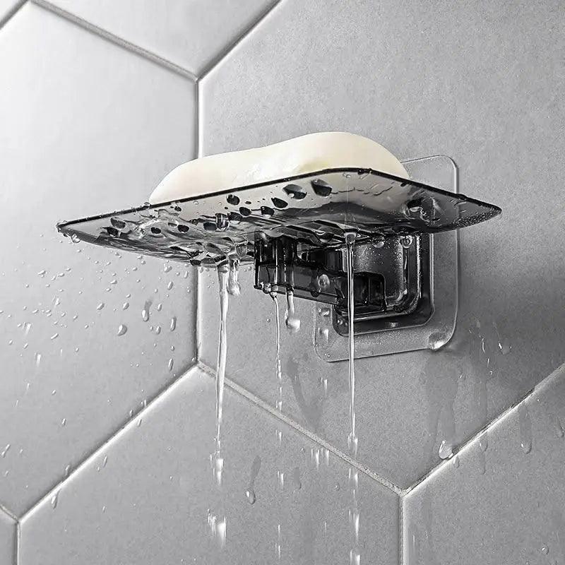 Soap Rack No Drilling Wall Mounted Double Layer Soap Holder Soap Sponge Dish Bathroom Accessories Soap Dishes Self Adhesive Shower Soap Saver Holder Stand Bathroom Bar Soap Case Adhesive Kitchen Sink Sponge Holder Drainer Wall Soap Dish Container