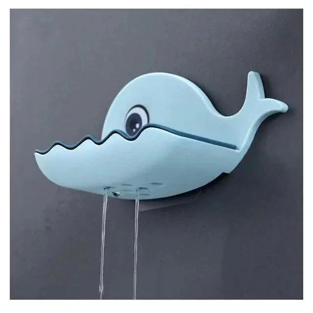 Soap Rack No Drilling Wall Mounted Drain Non Perforated Double Layer Holder Sponge Dish Accessories Magic Soap Dishes Bathroom Cute Soap Dish for Kids Plastic Self Draining Soap Holder for Shower Wall Cartoon Hanging Bathroom Soap Tray with Suction Cup