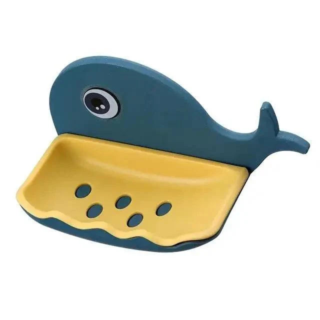Soap Rack No Drilling Wall Mounted Drain Non Perforated Double Layer Holder Sponge Dish Accessories Magic Soap Dishes Bathroom Cute Soap Dish for Kids Plastic Self Draining Soap Holder for Shower Wall Cartoon Hanging Bathroom Soap Tray with Suction Cup