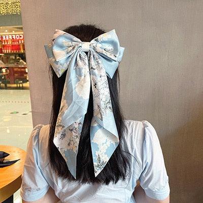 Solid Color Big Large Satin Bow Hairpins Barrettes For Women Girl Wedding Long Ribbon Hair Clip Fashion Hairgrips Accessories For Party
