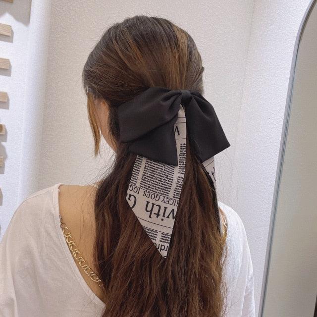 Solid Color Big Large Satin Bow Hairpins Barrettes For Women Girl Wedding Long Ribbon Hair Clip Fashion Hairgrips Accessories For Party
