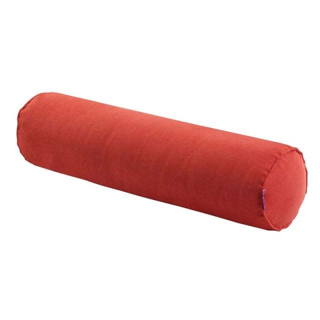 Solid Long Round Maternity Pillow Cotton linen Neck Headrest Body pillow Bed Chair Car Seat Backrest Sleeping Pillow Round Cervical Roll Cylinder Bolster Pillow with Removable Washable Cover, Ergonomically Designed  for Head Neck Spine