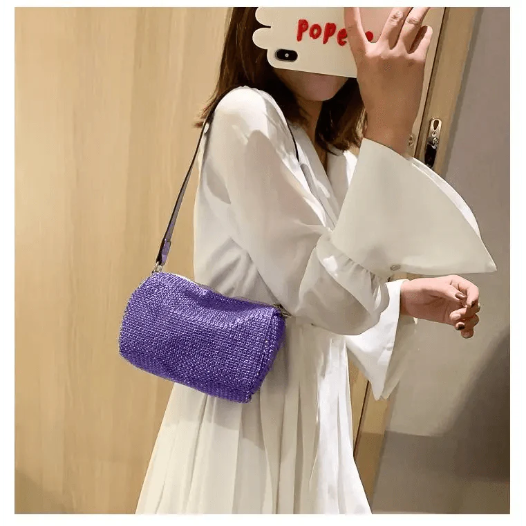 Sparkling Rhinestone Bag For Females Mini Portable Hand Bag Diamond Messenger Bag Fashionable Zipper Feminina Evening bag