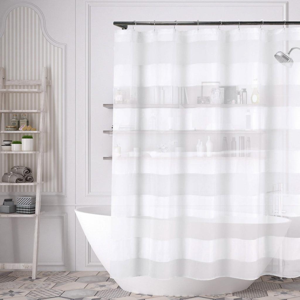Striped Shower Curtain 70" x 72" with 12-Piece Hook Set