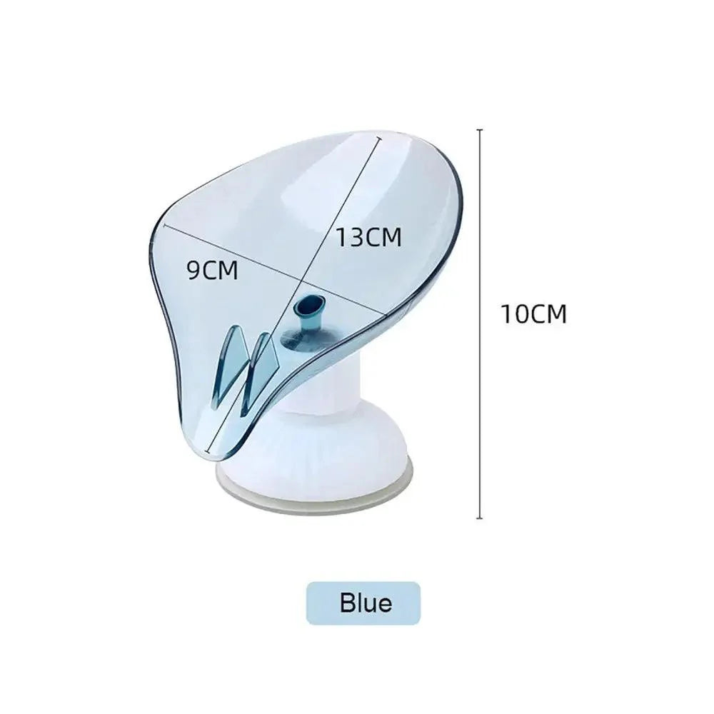 Suction Cup Soap Dish Holder Leaf-Shape Self-Draining Soap Saver Box Not Punched for Shower Bathroom Kitchen Soap Dishes Sponge Container with Suction Cup Leaf Shape Self Draining for Bathroom Kitchen Sink