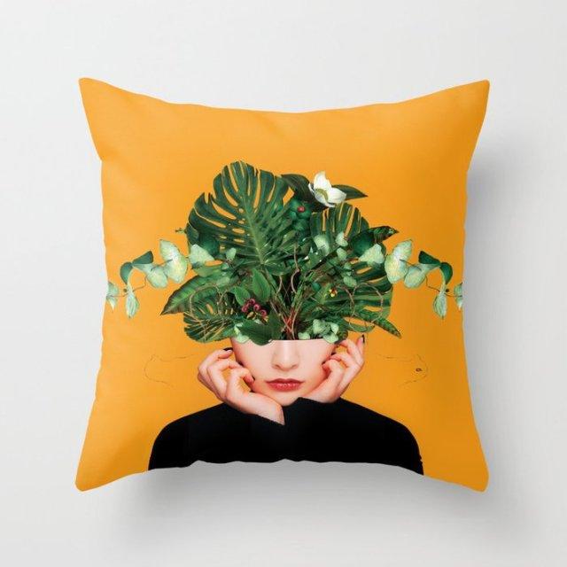 Summer Fashion Fresh Yellow Cute Pillows Case Geometry Yellow Pillow Case Cushion Cover Polyester Pillowcase Floral Cushion Case Modern Decorative Pillows For Bed Sofa Couch 45x45CM