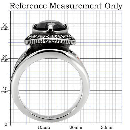 TK130 - High polished (no plating) Stainless Steel Ring with Synthetic Synthetic Glass in Montana