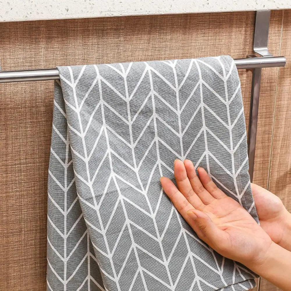 Towel Rack Over Door Towel Bar Hanging Holder Stainless Steel Bathroom Kitchen Cabinet Towel Rag Rack Shelf Hanger Tool Gadget
