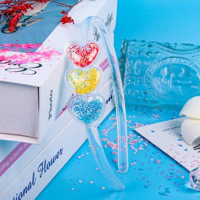 Transparent Quicksand Headbands for Children Kids Girls Fashion Glitter Sequin Teeth Hairbands Bezel Hair Hoops Gorgeous Hair Accessories For Women