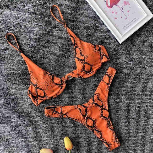 Underwired Bikini Female Swimsuit Women Swimwear Two-Piece V Shape Wire Bikini Set Bather Bathing Suit Women Micro Bikini Set Shiny Metallic 2 Piece Swimsuit Push Up Underwire Swimwear Bathing Suit