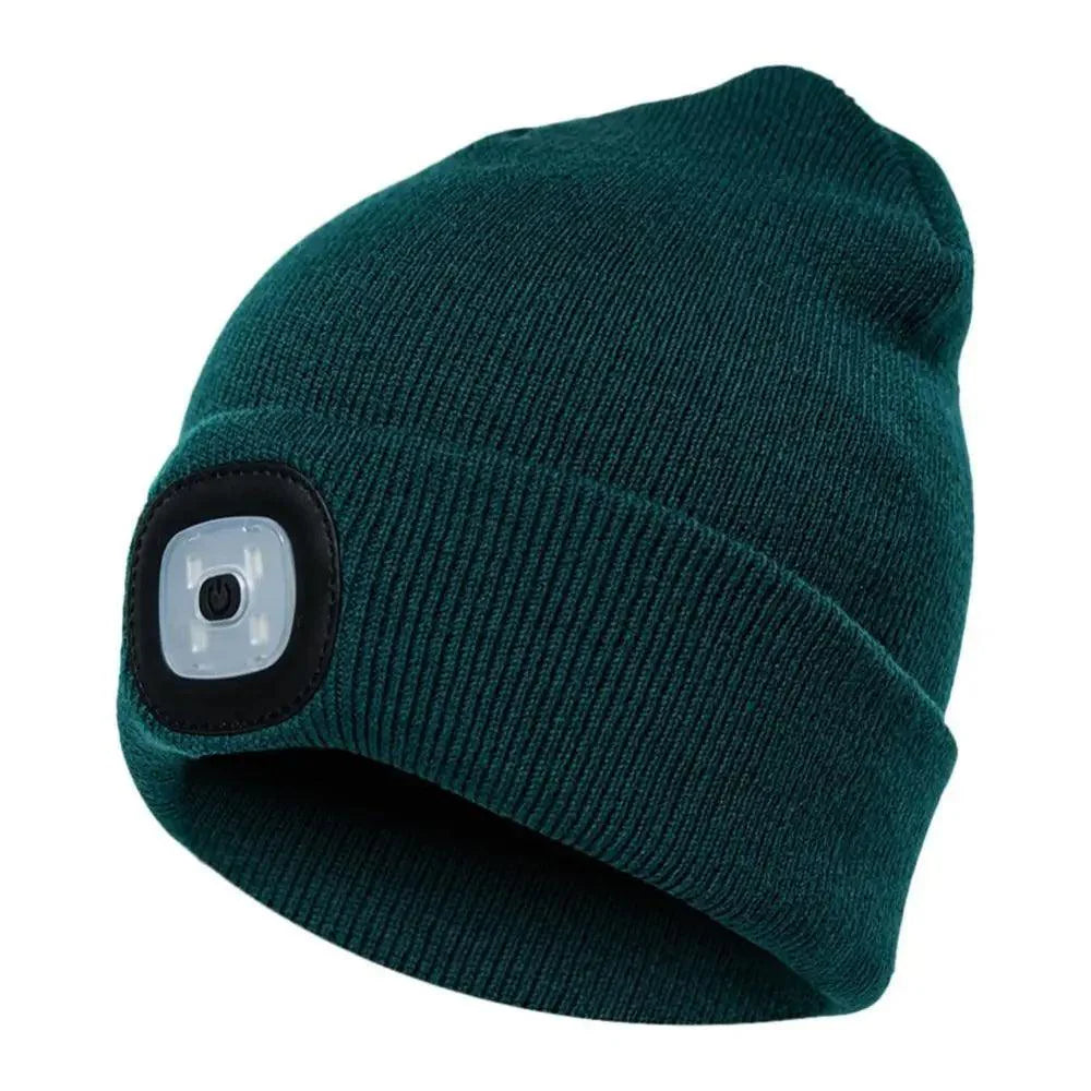 Unisex Fashion LED Light Knitted Hat For Men Women Trendy Elastic Beanie Cap Headlamp Winter Knit Lighted Headlight Headlamp Cap