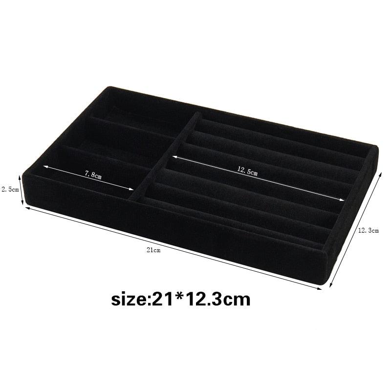 Velvet Jewelry Display Stackable Exquisite Jewelry Holder Portable Ring Earrings Necklace Organizer Box organizer Velvet Drawer Organizer Showcase Jewelry Storage for Bracelet Necklace Earring Ring