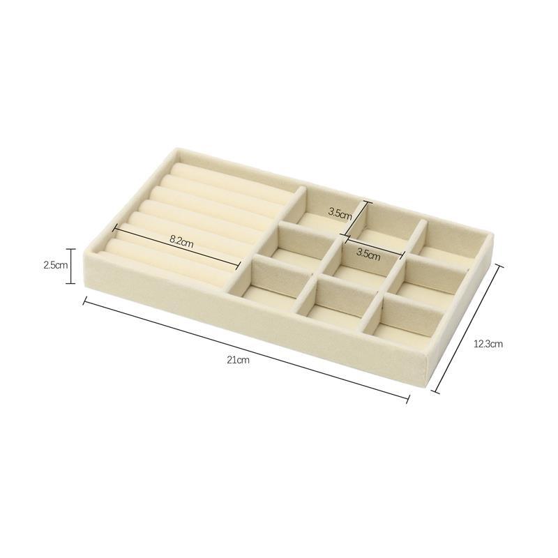Velvet Jewelry Tray Handicraft Accessories Storage Ring Earring Necklace Finished Product Display Box Grey Beige Organizer Jewelry Storage Organizer Drawer Tray for Necklaces, Rings, Bracelets and Earrings