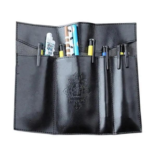 Vintage PU Leather Roll Up Pencil Case Classic Brown Foldable Pouch For Paint Brush School Accessories College And Art Work