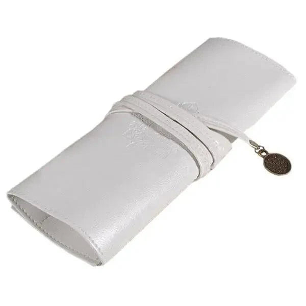 Vintage PU Leather Roll Up Pencil Case Classic Brown Foldable Pouch For Paint Brush School Accessories College And Art Work