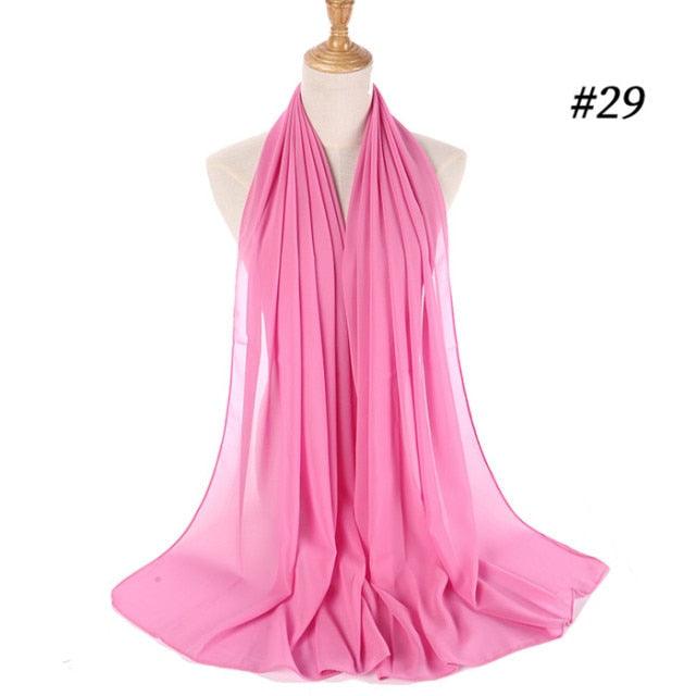 Winter Fashion Long Solid Color Soft Muslim Bubble Chiffon Hijab Scarf Shawls Hijab Elegant Scarf Wrap Lightweight Islamic Head Wear Escharpe Shawls Headband Wraps Lightweight Head Scarves Ladies Hijabs For  Women