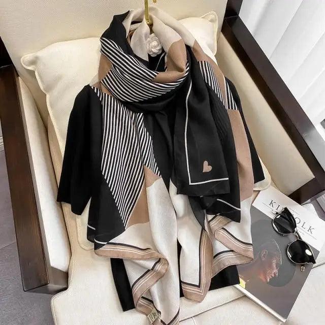 Women Scarf Leopard Print Cotton Large Size Scarfs For Winter Shawls Winter Warm Casual Wear For Women Lovely Floral Tassel Cotton ab Shawls Lady Silk Wraps Scarves