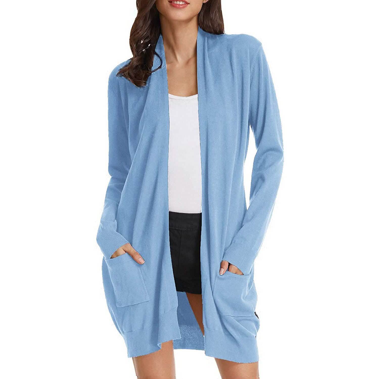 Women's Essential Solid Open Front Long Knited Cardigan Sweater