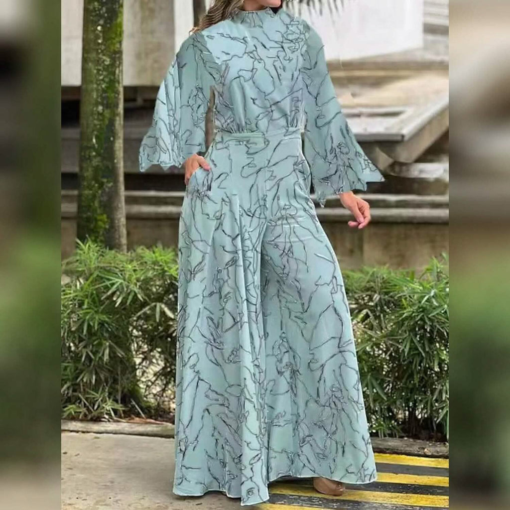 Women's Jumpsuit Pocket Print Floral Stand Collar Streetwear
