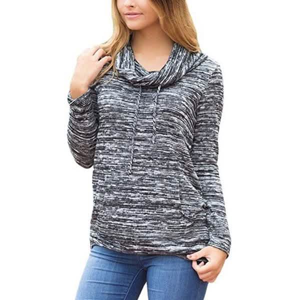 Women's Long Sleeve High Collar Tops Casual Tie Dye Sweatshirt